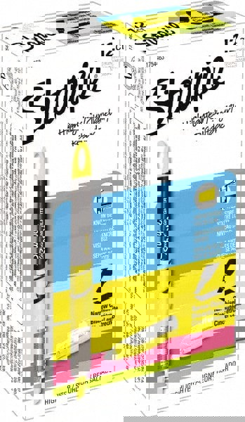 Liquid Pen Style Highlighters, Fluorescent Yellow Ink, Chisel Tip, Yellow/Black/Clear Barrel, Dozen